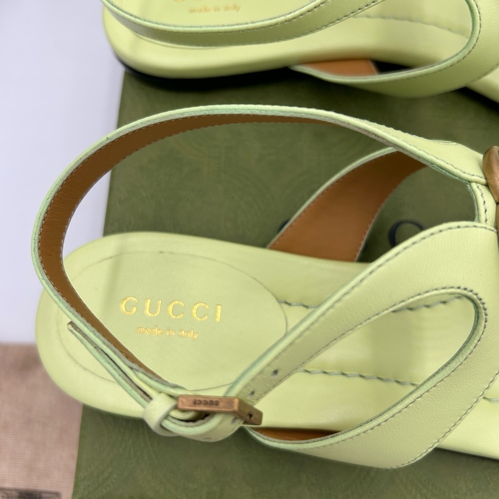 Women's Gucci, GG Marmont , leather thong, sandals, pistachio size 37 made Italy - Picture 6 of 8